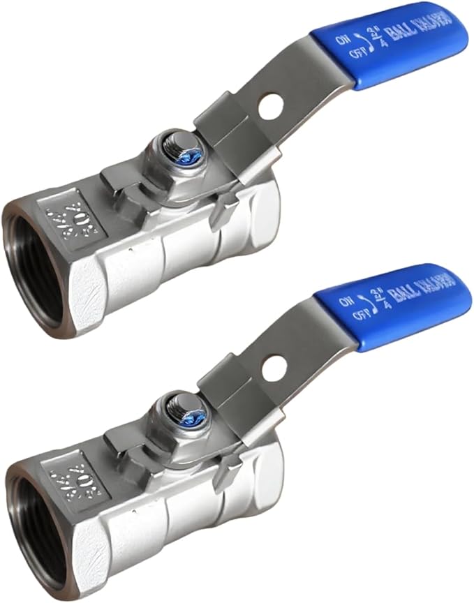 2Pcs 3/4'' Stainless Steel 304 Ball Valves, NPT Female Full Port Ball Valve Heavy Duty Shut Off Valve for Water, Oil, and Gas with Locking Device, NPT Female