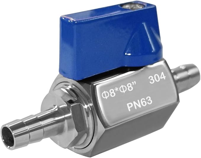Beduan 5/16” Hose ID Barb Ball Valve 304 Stainless Steel Mini Shut Off Valve for Water Gas Fuel Drip Irrigation and Aquariums