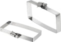 uxcell 2Pcs 304 Stainless Steel Rectangular Hose Clamp, Adjustable 3.9 x 1.6 Inch Square Worm Gear Duct Pipe Tube Clamps for Ducting Bracket Cable Tray Bridge Project Systems, Silver