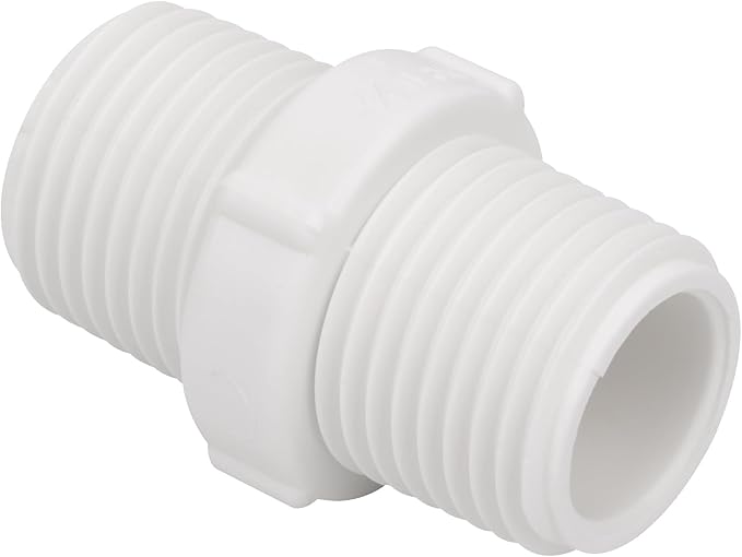 20Pack 1/2 Inch PVC Nipple Coupling Adapter Connector (Male x Male) 1/2" PVC NPT Thread Pipe Fitting for Plumbing, Home or Industrial Use, Schedule 40