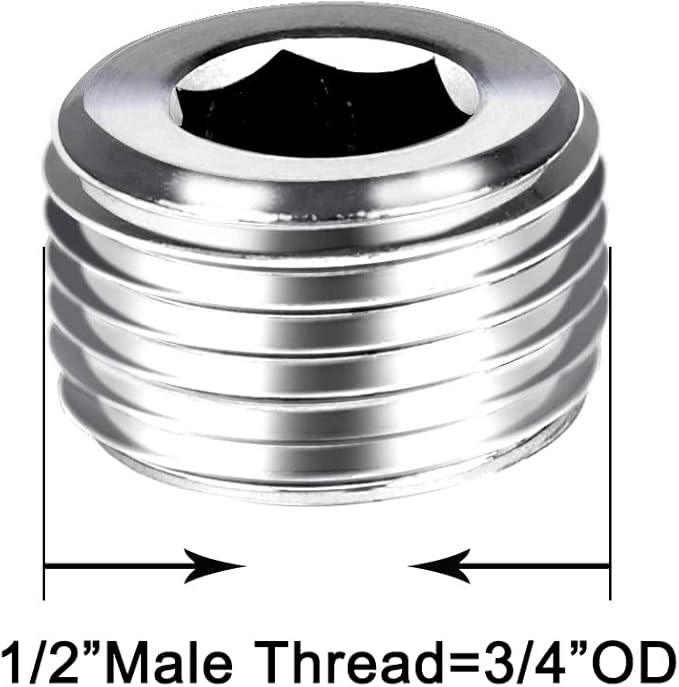 Joywayus 12PCS Stainless Steel Male Thread Internal Hex Head Pipe Plug Fittings 1/2" NPTx2+3/8"NPTx2+1/4"NPTx4+1/8"NPTx4