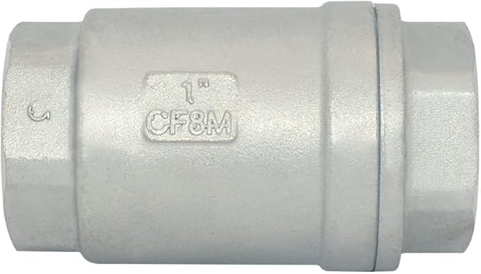 1" NPT Female WOG1000 Check Valve, Spring Loaded In-line Low Cracking Pressure, Stainless Steel SS316 CF8M (1 Inch)…