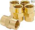 Hooshing 5PCS Brass Pipe Fitting 1/4" x 1/4" NPT Female Coupler Air Hose Fittings Coupling Hex Head Pipe Fitting