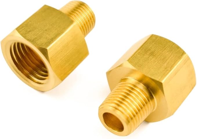 SDTC Tech 2-Pack Brass Pipe Fitting 1/8 NPT Thread Male to 1/4 NPT Thread Female Reducer Adapter, Brass Pipe Extension Connectors