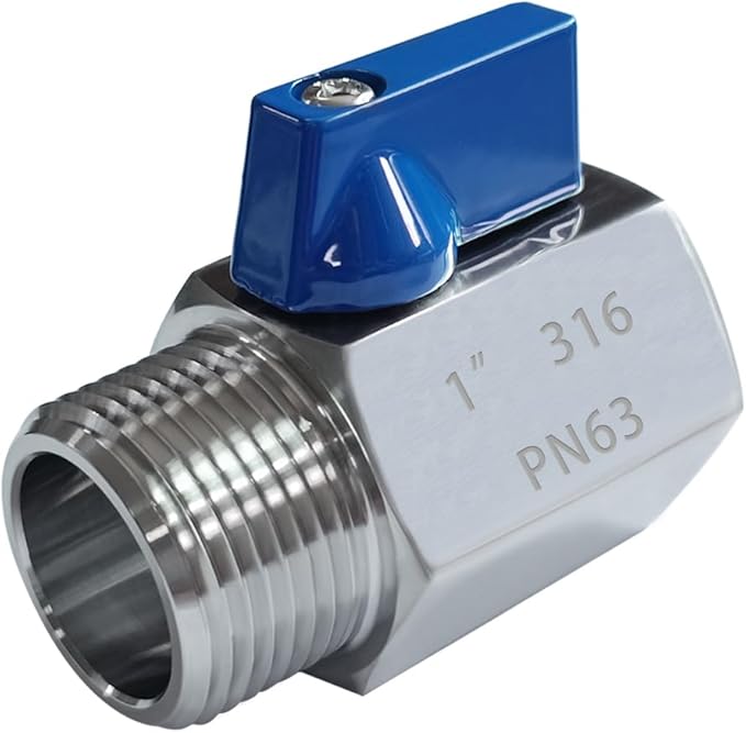 316 Stainless Steel Mini Ball Valve 1" NPT Female x Male Thread Shut Off Valve for Water,Oil and Gas