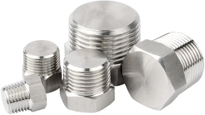 SDTC Tech 5-Pack Hex Head Pipe Plug Fittings 1/4" NPT Male Thread 304 Stainless Steel Socket Connector