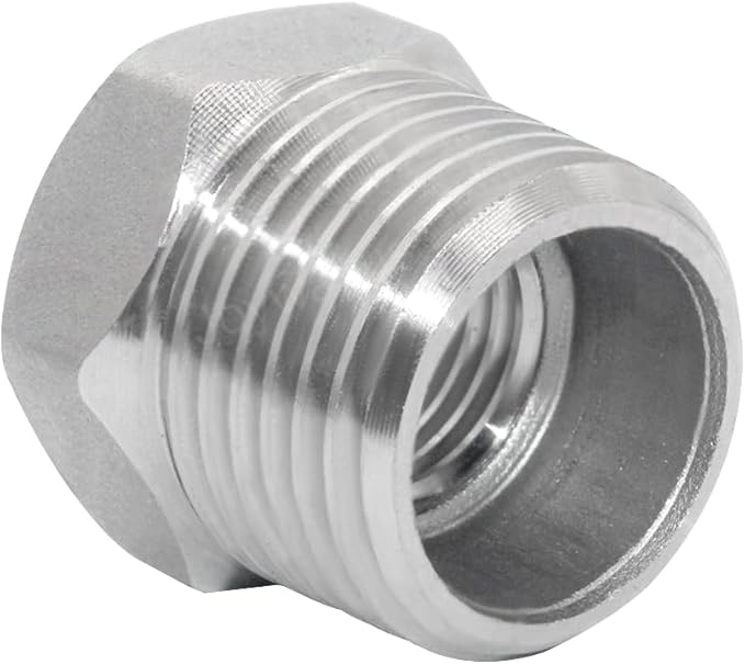 Joywayus Hex Head 1/2 NPT Male × 1/4 NPT Female Bushing Reducer Pipe Fitting Stainless Steel (Pack of 2)