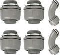 Conduit Connectors, 1-1/4 Inch Liquid Tight Connector NPT Non-Metallic for PVC Electrical Flexible Conduit Fittings, 4 Straight and 2 Angle 90 Degree, UL Listed, Grey (6-Pack)