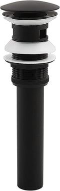 Bathroom Vessel Sink Drain Push Button Vanity Drain Lavatory Sink Drain Assembly Pop Up Sink Stopper with Overflow, Matte Black