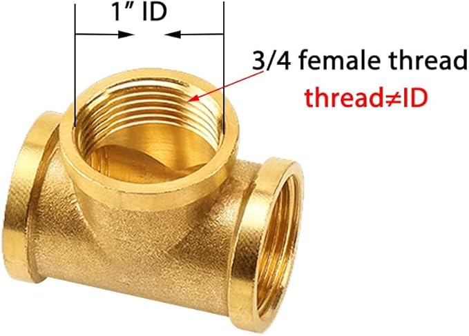 Joywayus 3PCS Brass Pipe Fittings 3/4" to 3/4" to 3/4" NPS Female Forged Tee Pipe Tube Fittings