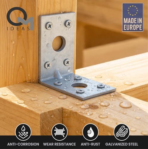 10 Pack Angle Brackets (1.97" x 1.97" x 1.38") Heavy Duty Corner Sleeper Bracket with Beading Timber Wood Metal Joining Fixing L Galvanised Steel Sheet Connector