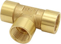 Hooshing Brass Tee Pipe Fitting 1/2" x 1/2" x 1/2" NPT Female Tee Adapter for Fuel Oil Gas Plumbing