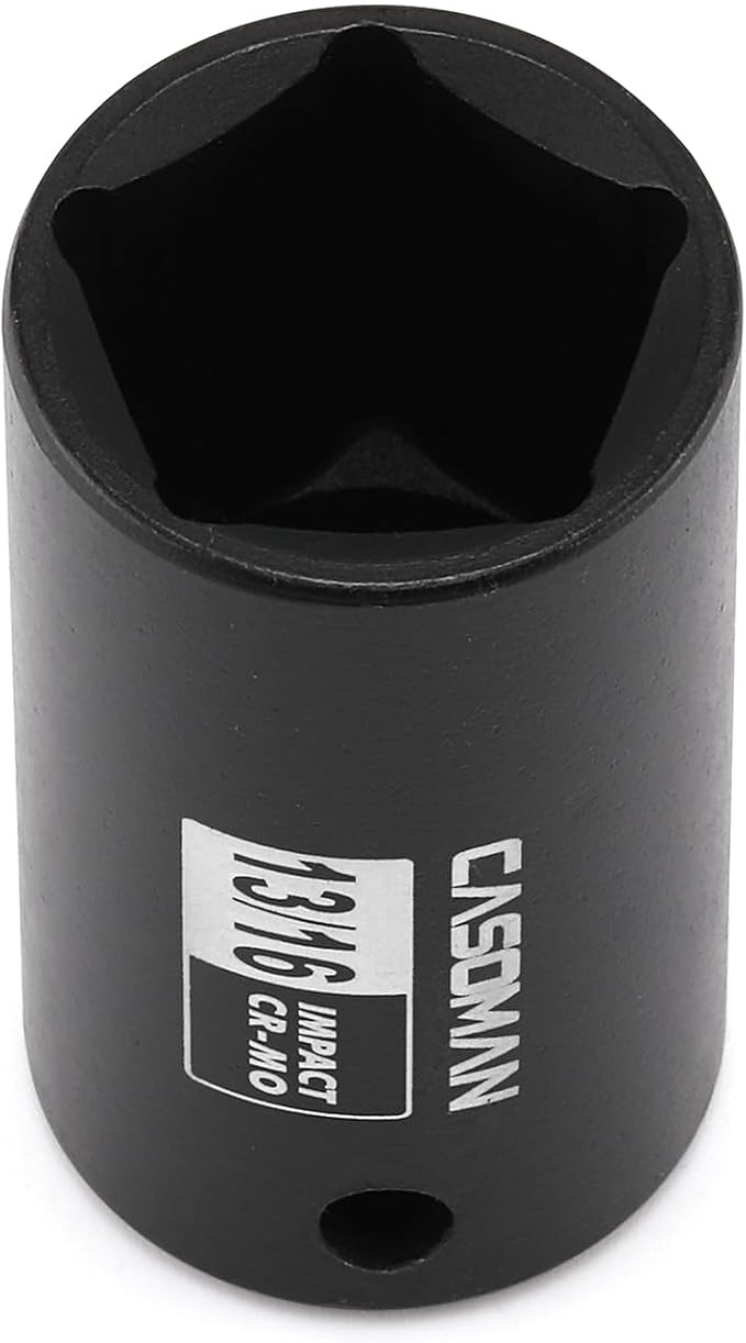 CASOMAN 1/2" Drive 13/16-inch Penta Socket, 5 Point Utility Socket, CR-MO, Removes and Installs Penta Nuts and Bolts for Utility Service