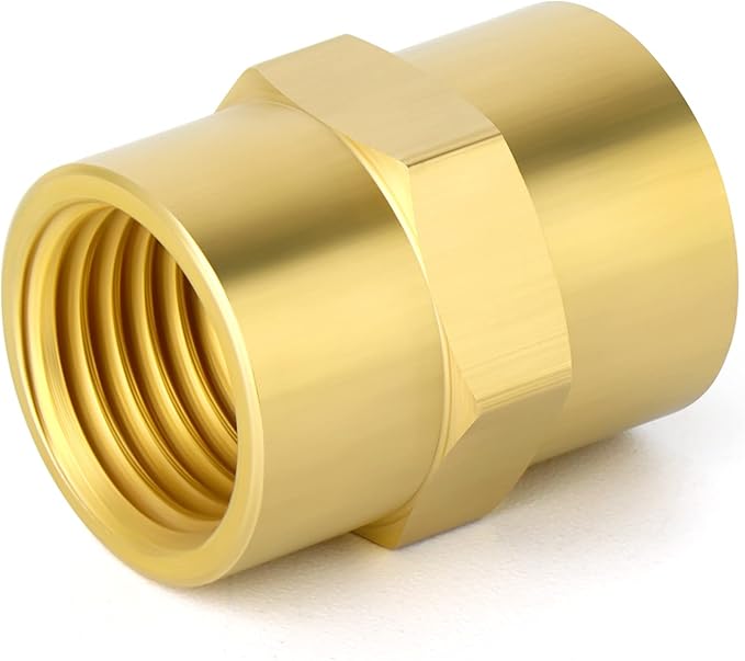 GASHER 2PCS Brass Pipe Fitting, Reducer Adapter, 3/8-Inch Female Pipe x 3/8-Inch Female Pipe