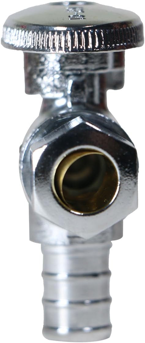 XFITTING 2 Pieces 3/8" Od Compression x 1/2" Pex Angle Stop Valve- Brass With Metal handle 24-3-2