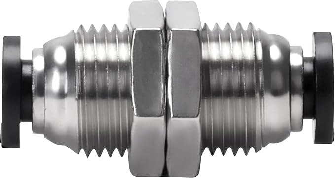 Bulkhead Union Push to Connect Tube Fitting 4mm Tube OD Double Threaded (5 Packs)