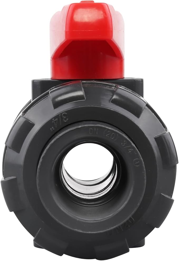 DERNORD 2 Pack PVC True Union Ball Valve NPT Threaded with Full Port, EPDM O-Rings, and Reversible PTFE Seats, Rated at 200 PSI (3/4 Inch NPT Threaded)