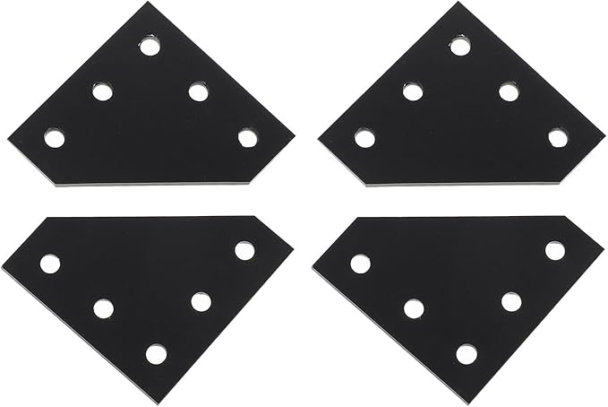 4Pcs Aluminum Alloy 5-Hole L-Shaped Joint Board Metal Angle Bracket Connector for Industrial Aluminum Extrusion Profiles, Black Corner Reinforcement Plates for Structural Framing