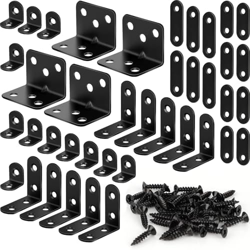 40 Pack L Bracket Corner Brace Kit, 5 Sizes Stainless Steel Corner Bracket