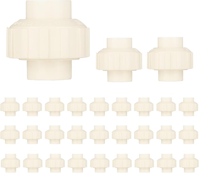 30 Pack) EFIELD 1/2" Inch CPVC Slip Union, CTS x CTS Union Solvent Connection Fittings,(CPVC030-5-30PCS)