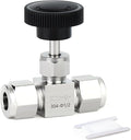 TAISHER 1PCS 304 Stainless Steel Compression Tube Square Straight Needle Valve 1/2" Tube OD x 1/2" Tube OD For Flow Control Water Gas Oil