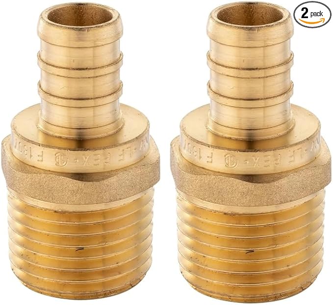 2-Pack EFIELD PEX 3/4"x 3/4" Male Threaded Adapter Brass Crimp Fittings, ASTM F1807, UPC Certified, NSF/ANSI 61,(PEX1807269-2PCS)