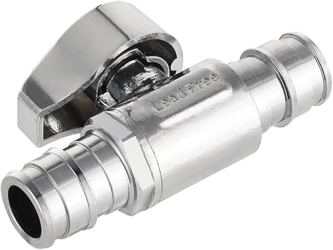 EFIELD 1/4 Turn Straight Stop Valve - Pex-A Cold Expansion 1/2" Pex X 1/2" Chrome Plated, ASTM F1960, Heavy Duty, LF Brass,(VALVE384)