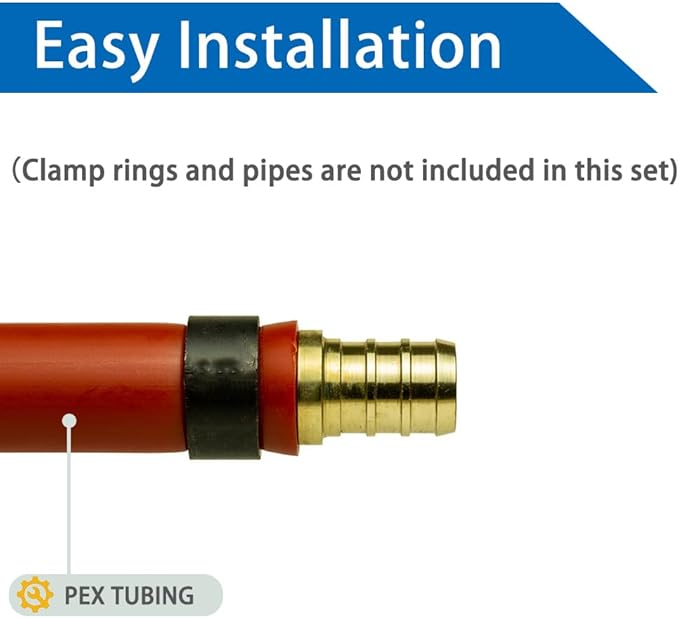 Hooshing 30PCS 1/2 Inch Straight Coupling PEX Fitting Soild Brass Barb Crimp For PEX Pipe Hose Fittings
