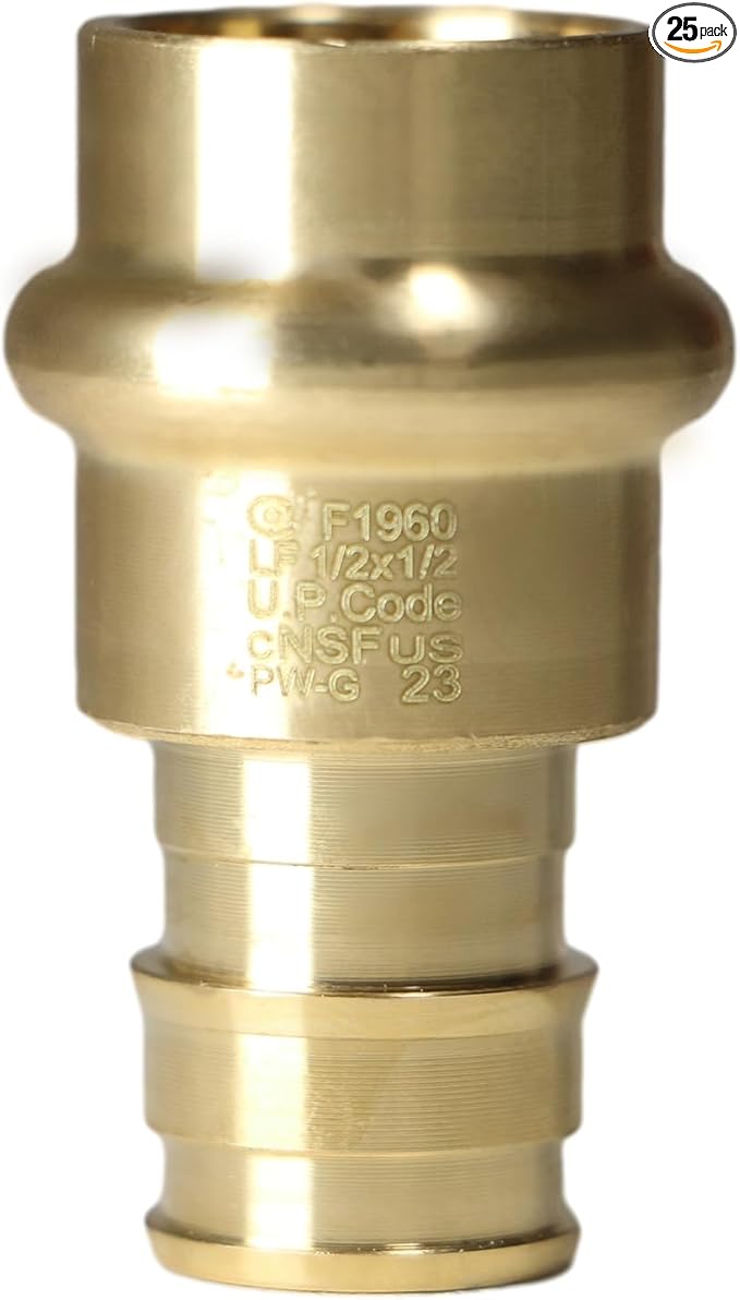 XFITTING 1/2 inch Pex A x 1/2 inch Press Coupling, 202-4-6=25XX, 25 Pieces