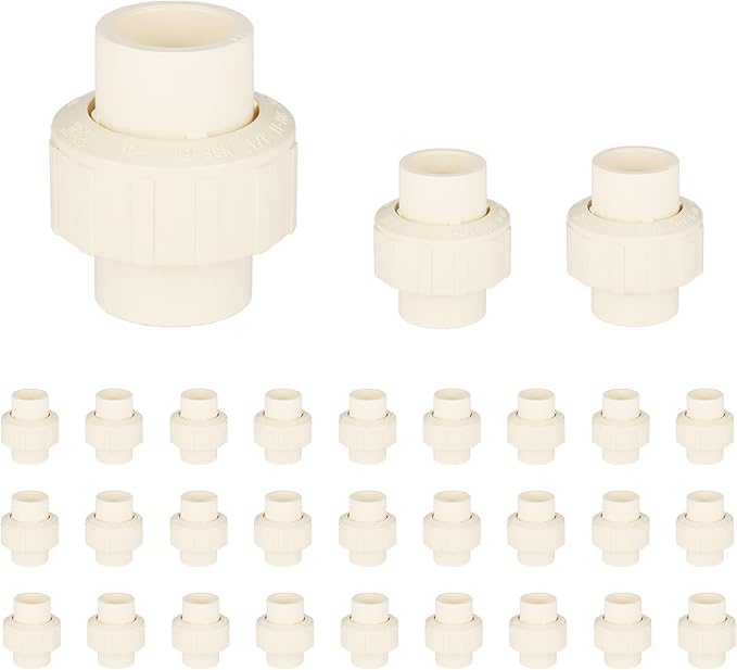 30 Pack) EFIELD 3/4" Inch CPVC Slip Union, CTS x CTS Union Solvent Connection Fittings,(CPVC031-30PCS)