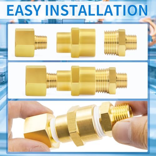ChillWaves Brass Pipe Fitting, Reducer Hex Coupling 1/2" NPT Female x 3/8" NPT Female Thread Adapter(6-PACK)