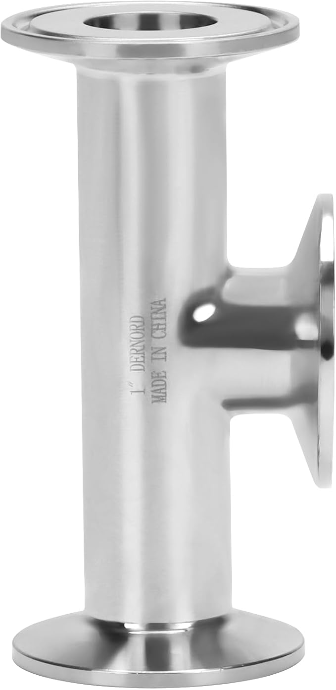 DERNORD 1.5 Inch Tri Clamp Tee 3 Way Instrument Tee Fittings Stainless Steel 304,25mm Pipe OD for Brewing System