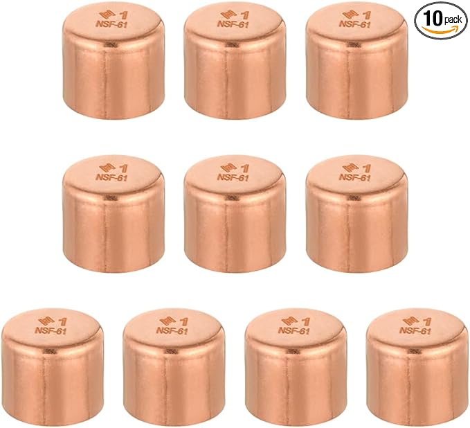 (Pack of 10) EFIELD 1-Inch Solder Copper Pipe End Cap (Plug), LF Copper Plumbing Fittings with Sweat Solder Connection,(COPPER055)