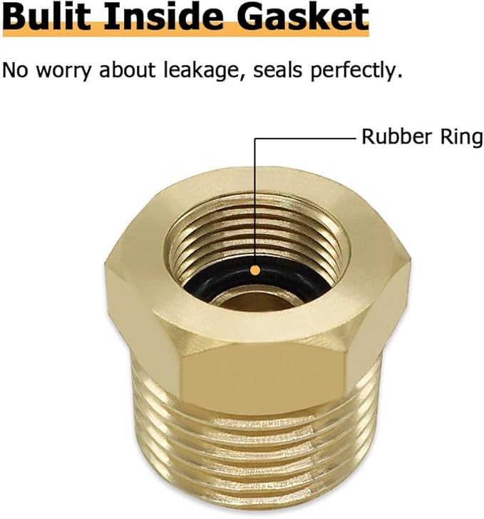 Hooshing 1/2 NPT Male to 3/8 Compression Female Thread Brass Reducer Fittings Water Supply Adapter for Kitchen Bathroom Plumbing