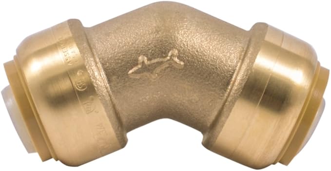 SharkBite 3/4 Inch 45 Degree Elbow, Push to Connect Brass Plumbing Fitting, PEX Pipe, Copper, CPVC, PE-RT, HDPE, U656LFA