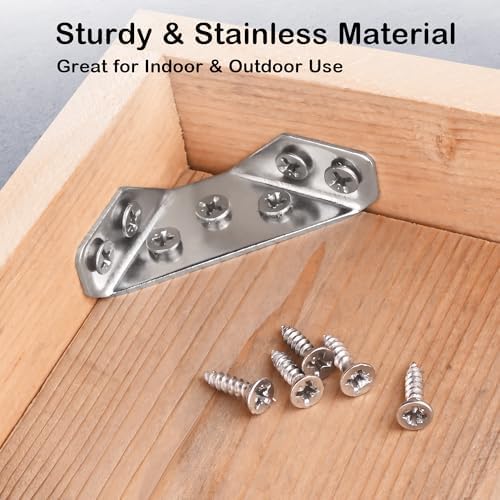 PlusRoc 12-Pack Stainless Steel Corner Brackets for Wood