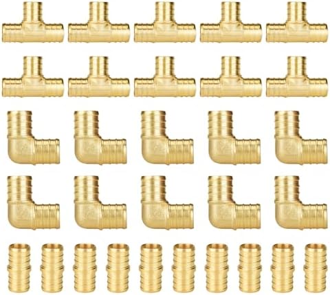 SUNGATOR 30-Pack 3/4 Inch PEX Fittings Kit, 10 Each Elbow Tee Coupling