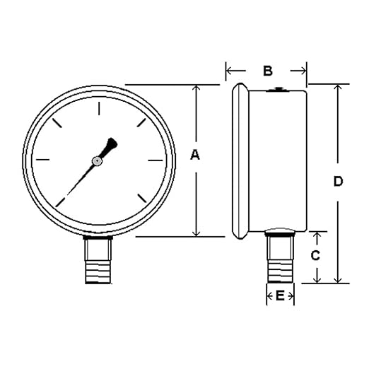 PIC Gauges PRO-201L-254E 0-100 PSI Pressure Gauge, 2 1/2" Dial, 1/4" Male NPT Connection, Bottom Mount, Dual Scale, Glycerin Filled, Stainless Steel Case/Bezel, Brass Internals & Plastic Lens