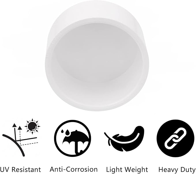 2 Pack 3"PVC Pipe End Cap Fitting Schedule 40 Furniture Grade 3" PVC Pipe Plug Adapter for Build Furniture DIY Garden Shelf, White