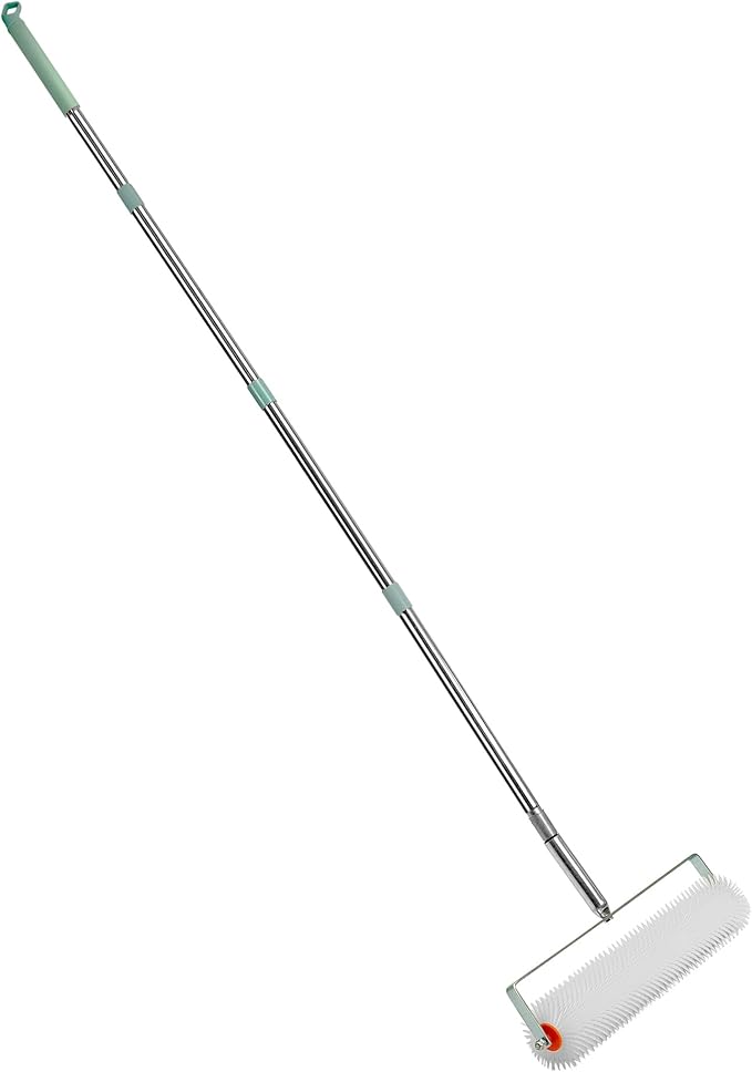 QWORK Spiked Screeding Compound Roller, 20" x 1" Latex Floor Self Leveling Screed Spiked Roller Remove Bubble Smooth Level Screed Surface