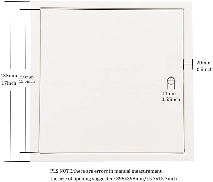 Fengze Thicken Steel Access Door 16 x 16 inch with 4 Long Fixing Strips White Screwdriver Latch Access Panel for Drywall 400 x 400 mm