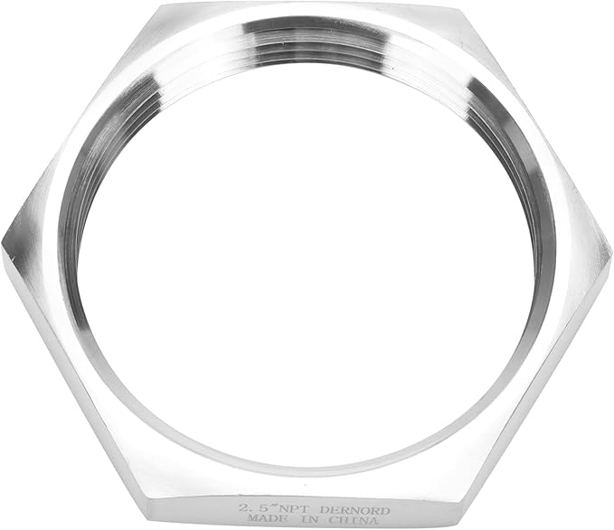 DERNORD Cast Pipe Fitting Stainless Steel 304 Hex Locknut NPT Female 2.5" (Pack of 1)