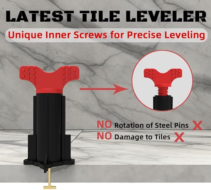 Tile Leveling System, Reusable Tile Spacer Leveling System, Tile Tools for Installation Self Leveling, Tiling Tools and Accessories (40 Sets+40 Extra Pins)