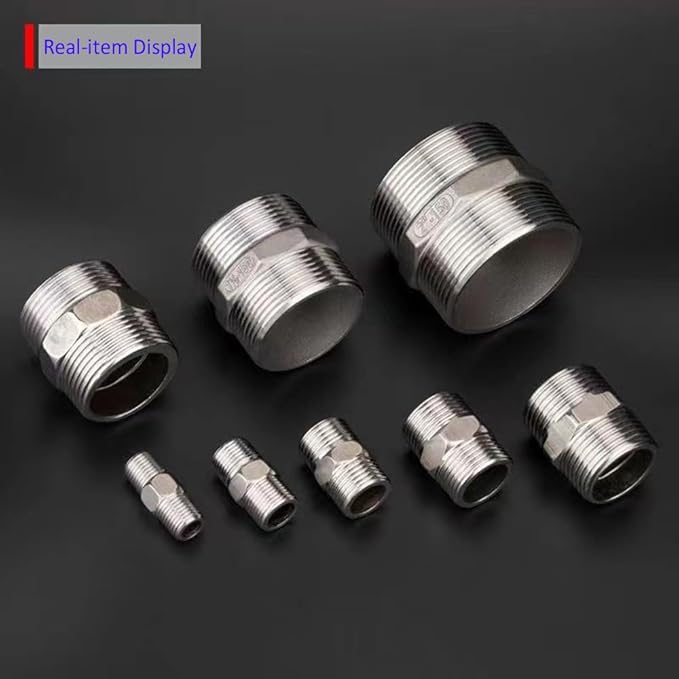 1/8" ~2" NPT Male Threaded Hex Nipple,Stainless Steel 304 Quick Coupler Pipe Fitting (1/8")