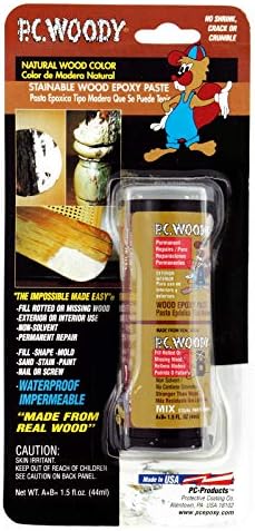 PC Products PC-Woody Wood Repair Epoxy Paste, Two-Part 1.5 oz in Two Jars, Tan 23334 (Pack of 1)