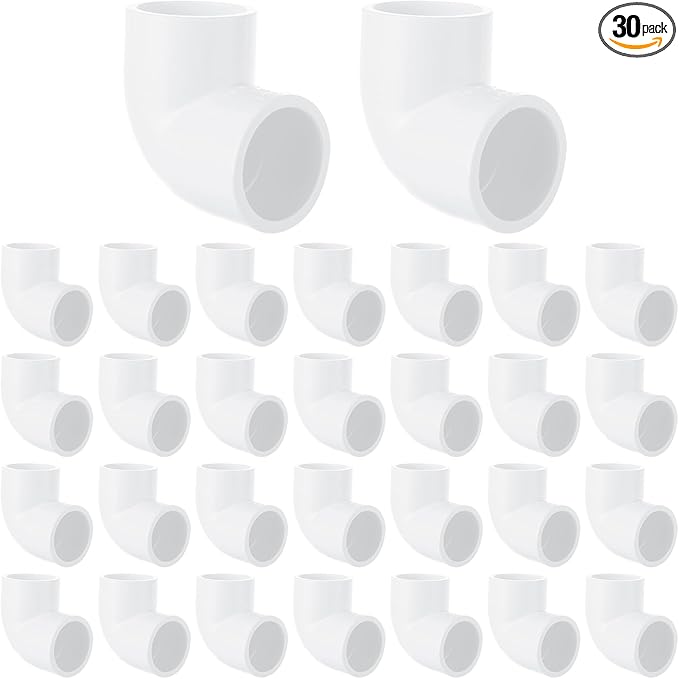 30pcs 3/4 PVC Fittings 90 Degree Elbow 2 Way PVC Pipe Fittings Right Angle Elbow PVC Adapter Furniture Build Grade PVC Pipe Adapter Fittings SCH40 PVC Corner Fittings