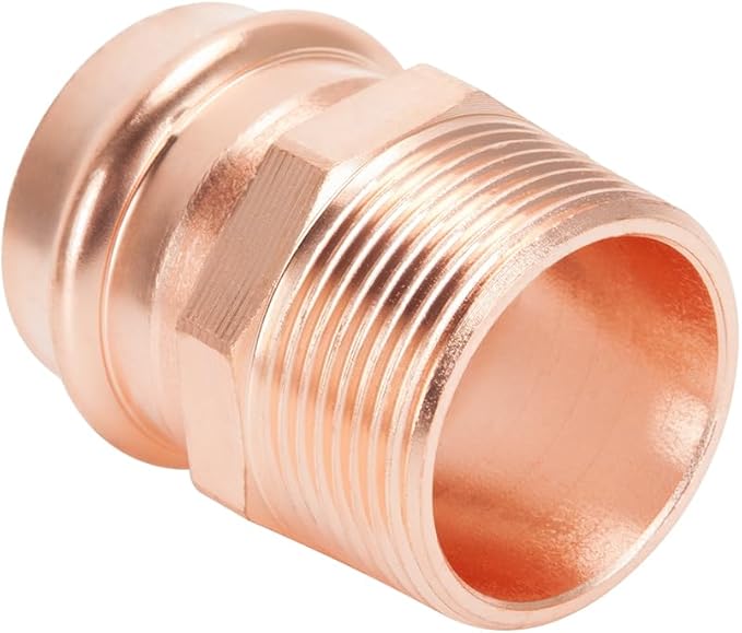 Copper Press Fittings 3/4 inch Male Adapter Pressure Copper Fitting P x Male NPT Connection for Residential, Commercial 10-Pack