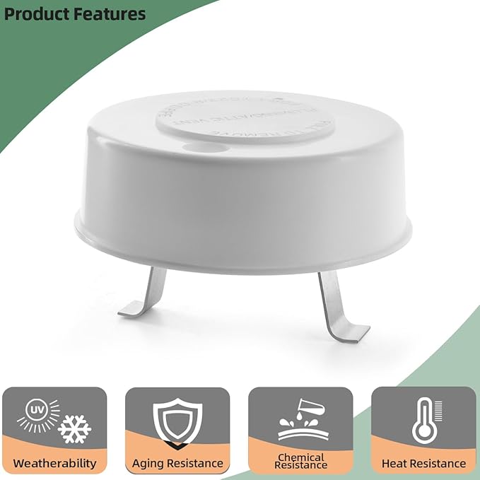 40034 RV Roof Vent Cap with Spring Tension Attachment Fits Up to 2" Plumbing Vent Pipe, Replaces Lost or Damaged Trailer, Camper, Motorhome, RV Plumbing Vent Cover - White