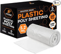 Xpose Safety Clear Plastic Sheeting 5 Pack – 10' x 100' Rolls – Heavy Duty 5.2 Mil Poly Sheet – Waterproof, Dustproof, Vapor Barrier – for Construction, Painting, Industrial Use