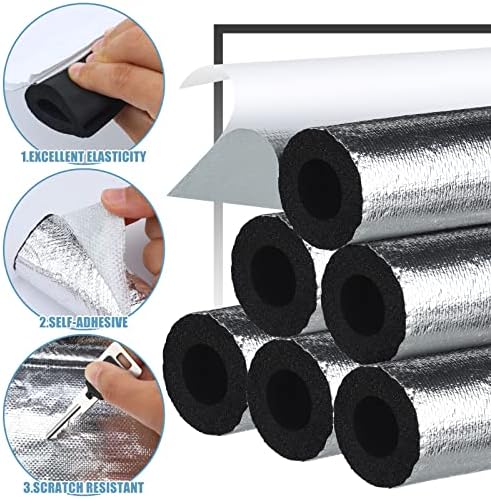 Kingdder 6 Pcs Pipe Insulation Foam Tube Self Adhesive Insulation Wrap for Copper Pipe Pre Slit Clamp Highly Insulated Foam for Outdoor Winter Irrigation, Sprinkler(1.3 Ft x 1 Inch)